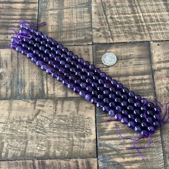 8mm Grade A Dark Faceted Amethyst Bead Strands - Half Strand - Amazing Quality - Picture 3 of 3